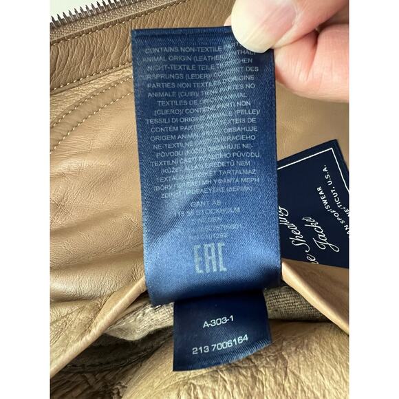 $1900 Gant Shearling & Leather Jacket Tan Men Size S/M - NEW w Tags - Picture 5 of 10